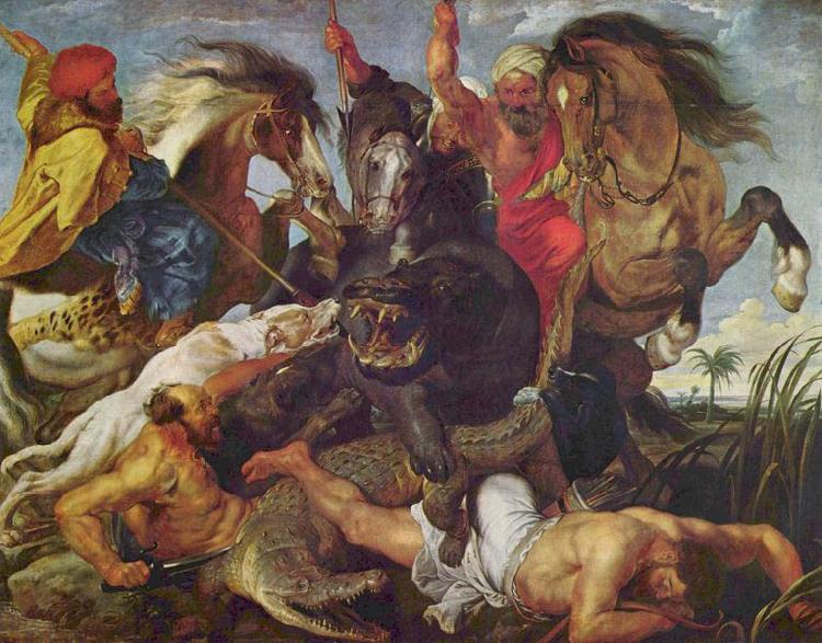 Peter Paul Rubens Rubens is known for the frenetic energy and lusty ebullience of his paintings, as typified by the Hippopotamus Hunt Sweden oil painting art
